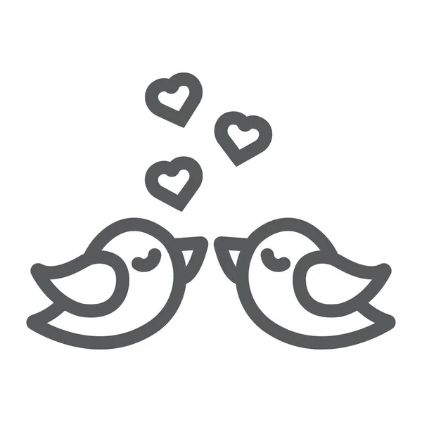 Icône de ligne d'oiseaux d'amour, Saint-Valentin et vacances, signe animal, graphiques vectoriels, un motif linéaire sur un fond blanc, eps 10 . — Image vectorielle