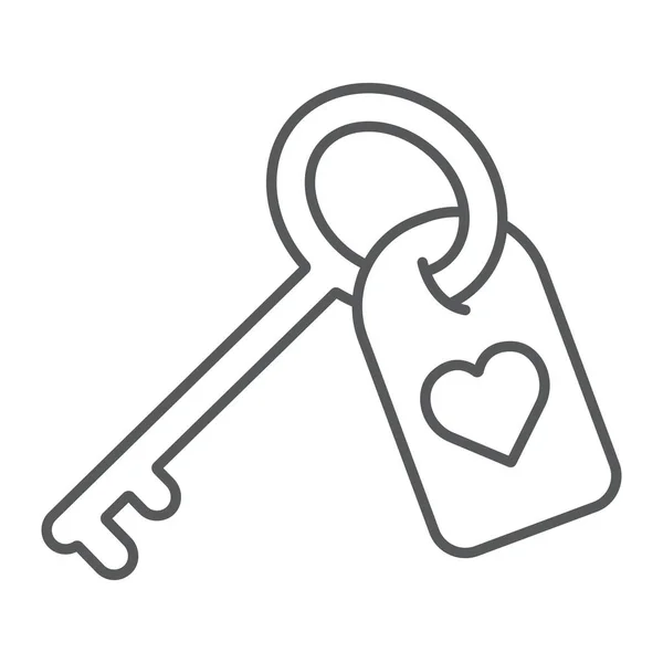 Love key thin line icon, valentine und holiday, heart key sign, vektorgrafik, ein lineares muster auf weißem hintergrund, Folge 10. — Stockvektor