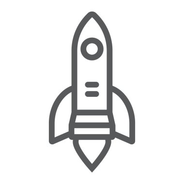 Başlangıç çizgisi simgesi, iş ve strateji, roket fırlatma işareti, vektör grafikleri, beyaz arkaplandaki doğrusal desen, 10 birim.