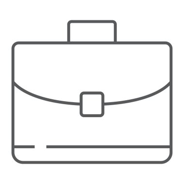 Evrak çantası ince çizgi simgesi, iş ve çanta, ofis çantası işareti, vektör grafikleri, beyaz arka planda doğrusal desen, 10 birim.