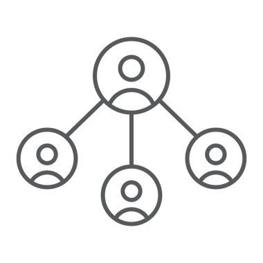 İş Ağı İnce Çizgi Simgesi, İş ve Küresel, Sosyal Ağ İşareti, Vektör Grafikleri, Beyaz arkaplan üzerinde doğrusal bir desen, 10.