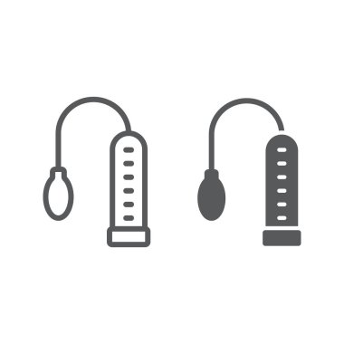 Penis pump line and glyph icon, sex toy and adult, sex vacuum sign, vector graphics, a linear pattern on a white background, eps 10.
