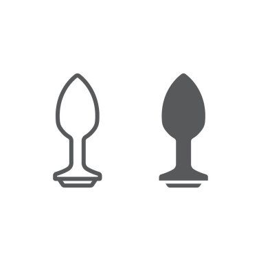 Anal dolgu hattı ve kabartma simgesi, seks oyuncağı ve yetişkin, dolgu oyuncağı işareti, vektör grafikleri, beyaz arkaplan üzerinde doğrusal desen, 10.