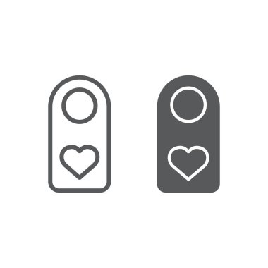 Çizgiyi ve simgeyi bozmayın, sevgililer günü ve bayram, kapı askısı işareti, vektör grafikleri, beyaz arkaplanda doğrusal desen, 10 birim.