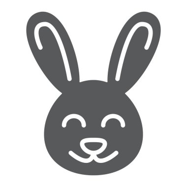 Şirin tavşan sembolü, Paskalya ve bayram, tavşan işareti, vektör grafikleri, beyaz arka planda katı bir desen,.