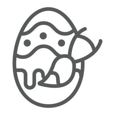 Paskalya yumurtası ikonu, paskalya ve bayramı boyama, paskalya yumurtası süsleme işareti, vektör grafikleri, beyaz arka planda doğrusal desen, 10 puan..