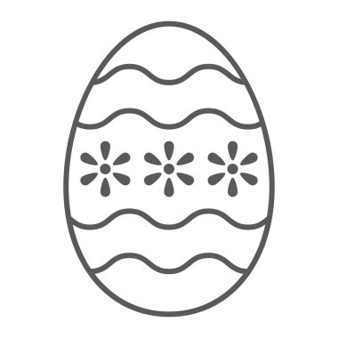 Paskalya Yumurtası İnce çizgi simgesi, Paskalya ve bayram, dekorasyon yumurta tabelası, vektör grafikleri, beyaz arka planda doğrusal desen, 10 pound..