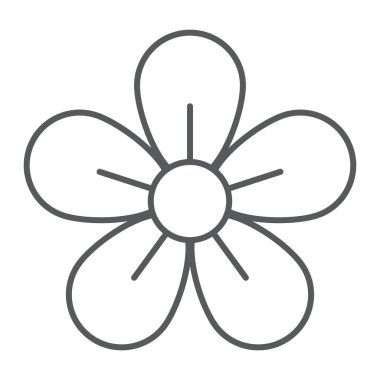 İnce çiçek çizgisi simgesi, Paskalya ve yaz, çiçek işareti, vektör grafikleri, beyaz arkaplanda doğrusal desen, 10 eder.