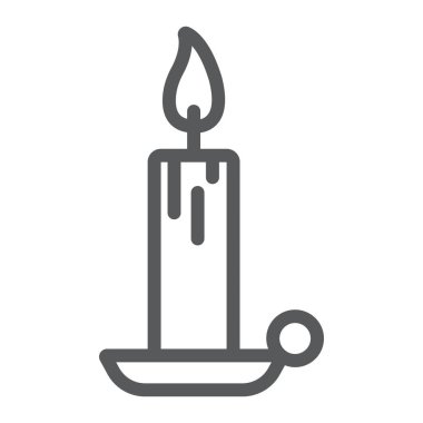 Mum hattı simgesi, din ve dua, mum işareti, vektör grafikleri, beyaz arkaplanda doğrusal desen, 10 birim.