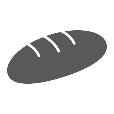 Ekmek sembolü, pasta ve fırın, yiyecek işareti, vektör grafikleri, beyaz arka planda katı bir kalıp, 10 birim..