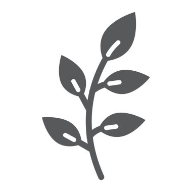 Dal kabartma simgesi, Paskalya ve yaz, bitki işareti, vektör grafikleri, beyaz arkaplanda katı bir desen, 10 birim.