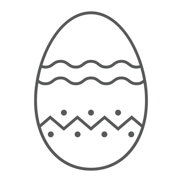 Huevo de Pascua icono de línea delgada, Pascua y vacaciones, signo de huevo de decoración, gráficos vectoriales, un patrón lineal sobre un fondo blanco, eps 10 . — Vector de stock