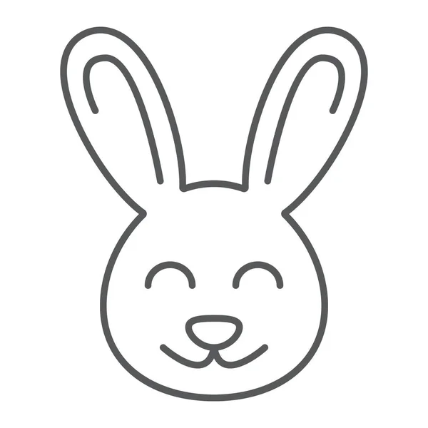 Lindo icono de línea delgada Bunny, Pascua y vacaciones, signo de conejo, gráficos vectoriales, un patrón lineal sobre un fondo blanco, eps 10 . — Vector de stock