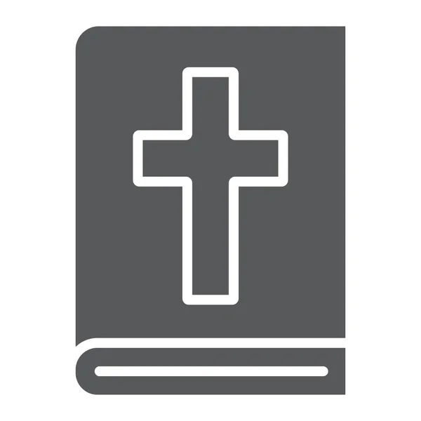 Biblijna ikona glifa, religia i modlitwa, znak świętej księgi, grafika wektorowa, solidny wzór na białym tle, eps 10. — Wektor stockowy