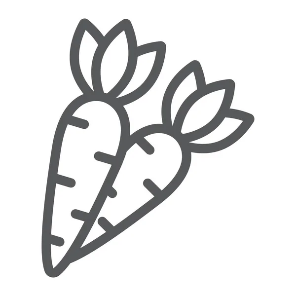 Icono de línea de zanahoria, Pascua y verdura, signo raíz, gráficos vectoriales, un patrón lineal sobre un fondo blanco, eps 10 . — Vector de stock