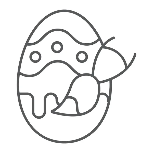 Painting easter egg thin line icon, easter and holiday, easter egg decoration sign, vector graphics, a linear pattern on a white background, eps 10. — 스톡 벡터