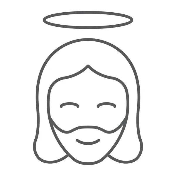 Jésus Christ homme ligne mince icône, religion et prière, Jésus signe, graphiques vectoriels, un motif linéaire sur un fond blanc, eps 10 . — Image vectorielle