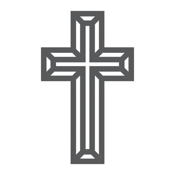 Религиозный крест икона, религия и молитва, знак Христа, векторная графика, линейный узор на белом фоне, eps 10 . — стоковый вектор