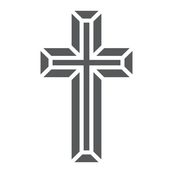 Ícone de glifo cruz religiosa, religião e oração, sinal de Cristo, gráficos vetoriais, um padrão sólido em um fundo branco, eps 10 . —  Vetores de Stock