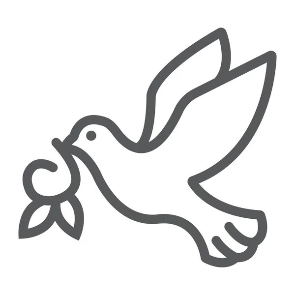 Paloma icono de la línea del sol, Pascua y pájaro, paloma de signo de paz, gráficos vectoriales, un patrón lineal sobre un fondo blanco, eps 10 . — Vector de stock