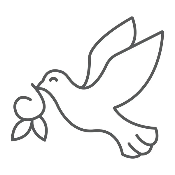 Paloma Sol icono de línea delgada, Pascua y pájaro, paloma de signo de paz, gráficos vectoriales, un patrón lineal sobre un fondo blanco, eps 10 . — Vector de stock