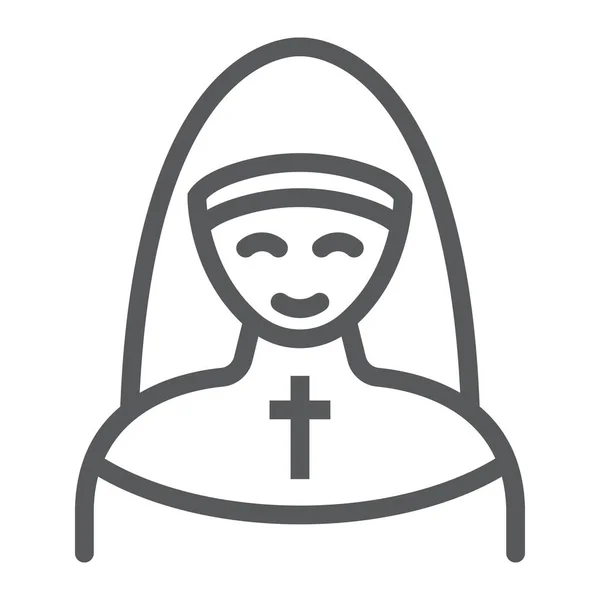 Icono de línea de monja, religión y oración, signo de hermana, gráficos vectoriales, un patrón lineal sobre un fondo blanco, eps 10 . — Vector de stock