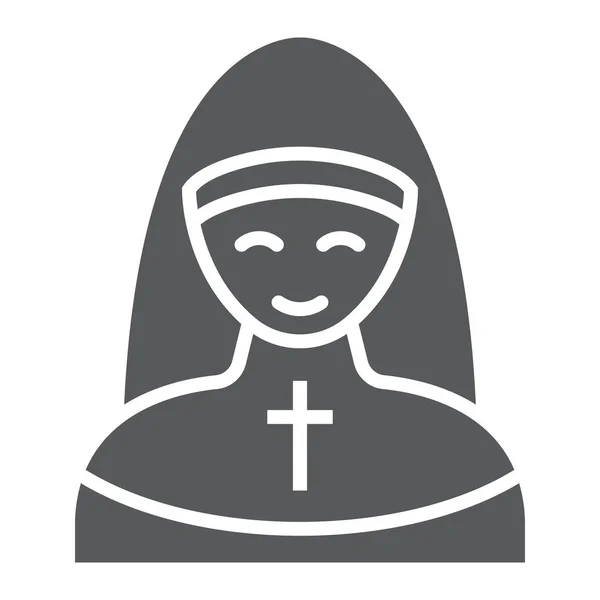 修女石像，宗教和祈祷，姐妹签名，矢量图形，白色背景上坚实的图案，头像10. — 图库矢量图片