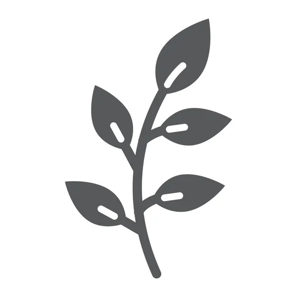 Icono de glifo de rama, Pascua y verano, signo de planta, gráficos vectoriales, un patrón sólido sobre un fondo blanco, eps 10 . — Vector de stock