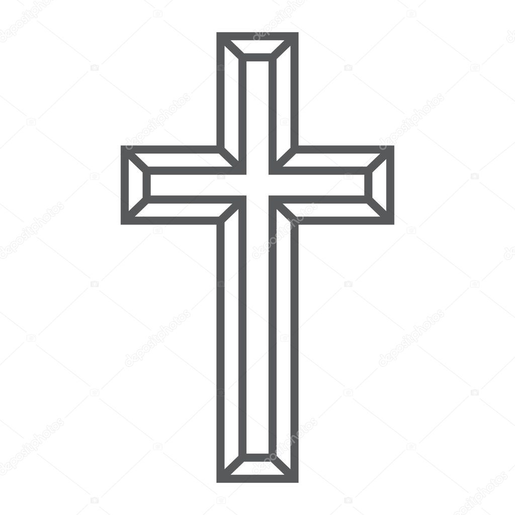 Religious cross thin line icon, religion and prayer, christ sign, vector graphics, a linear pattern on a white background, eps 10.