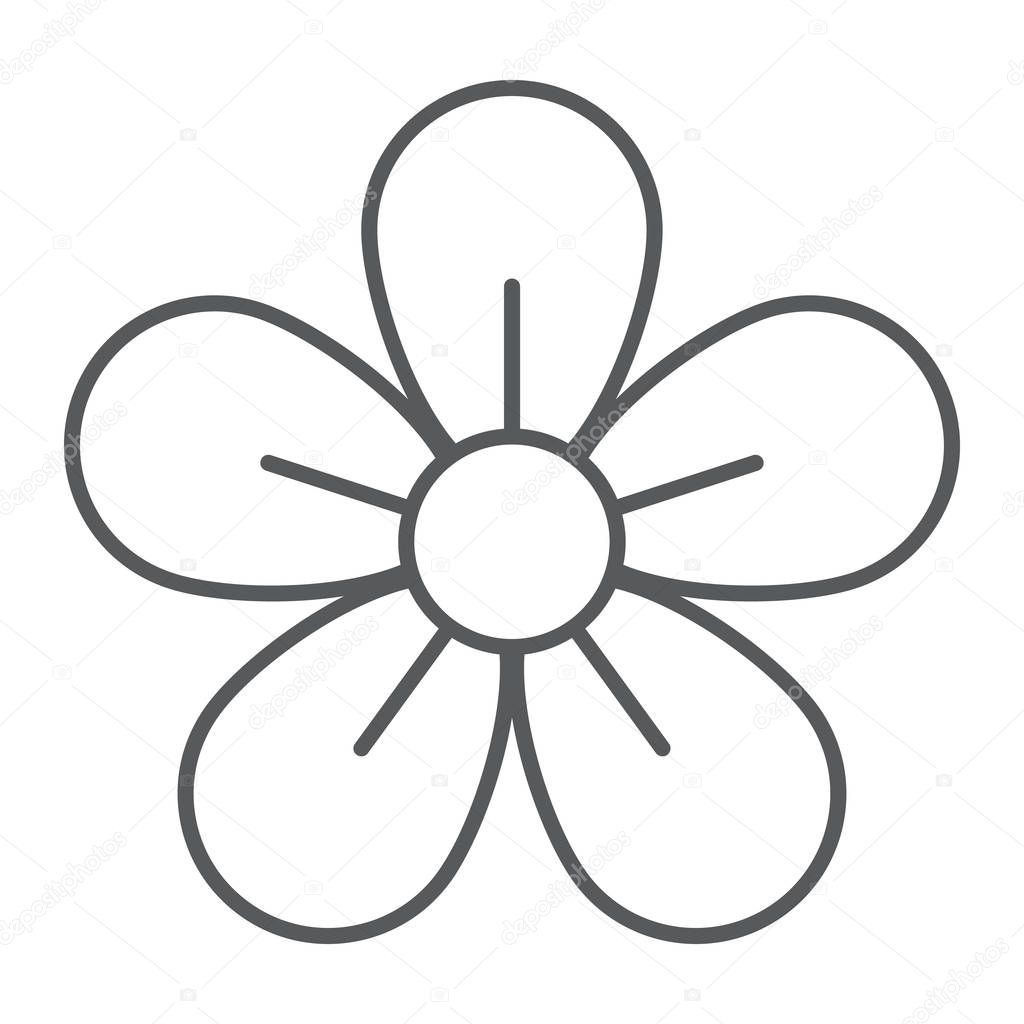 Flower thin line icon, easter and summer, floral sign, vector graphics, a linear pattern on a white background, eps 10