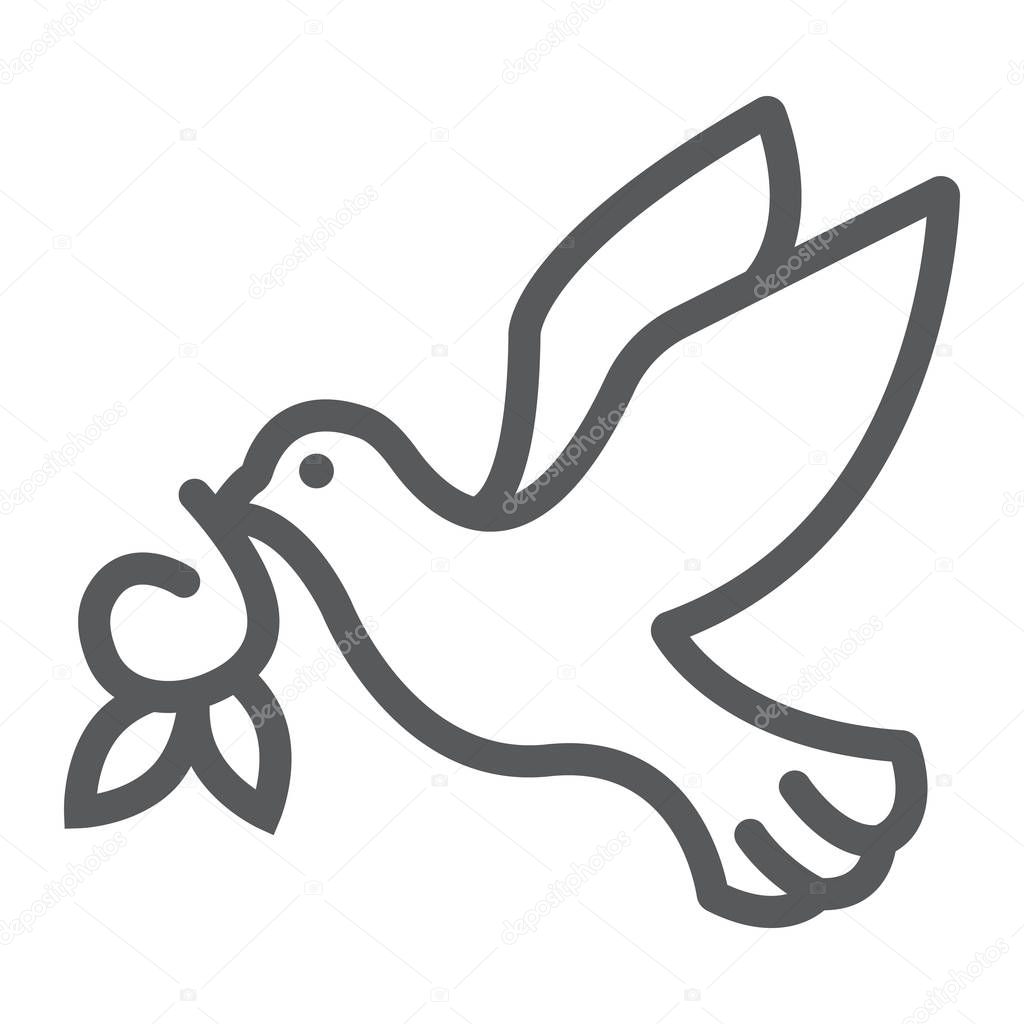 Dove Sun line icon, easter and bird, dove of peace sign, vector graphics, a linear pattern on a white background, eps 10.