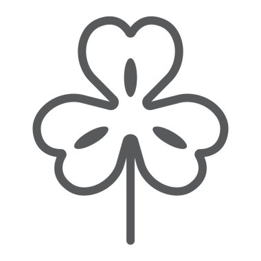 Üç yapraklı yonca çizgisi simgesi, Aziz Patrick günü ve bayramı, yonca işareti, vektör grafikleri, beyaz arka planda doğrusal desen, 10 pound..