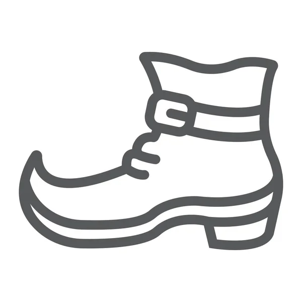 Leprechaun boot line ikon, st patrick s dag och skor, pyssling sko tecken, vektor grafik, ett linjärt mönster på en vit bakgrund, eps 10. — Stock vektor