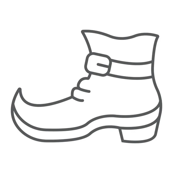 Leprechaun bota delgada línea icono, st patricks día y calzado, signo de zapato de duende, gráficos vectoriales, un patrón lineal sobre un fondo blanco, eps 10 . — Archivo Imágenes Vectoriales