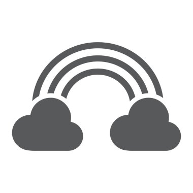 Gökkuşağı sembolü, Aziz Patrick 'in günü ve bayramı, gökkuşağı işaretli bulut, vektör grafikleri, beyaz arka planda sağlam bir desen, 10 derece.