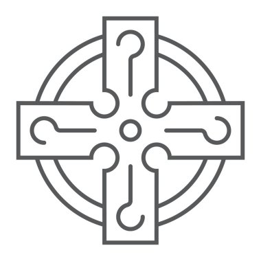 Kelt çizgi ikonu, Aziz Patrick günü ve bayramı, Kelt süs işareti, vektör grafikleri, beyaz arka planda doğrusal desen, 10 puan..