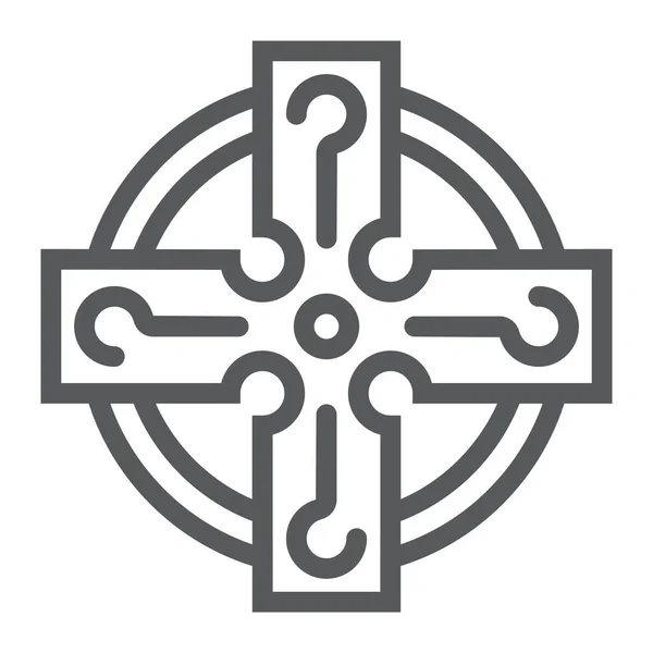 Celtic cross line ikon, st patrick dag och semester, celtic prydnad tecken, vektor grafik, ett linjärt mönster på en vit bakgrund, eps 10. — Stock vektor