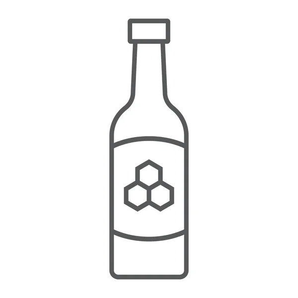 Mead icono de línea delgada, día de San Patricio y alcohol, signo de miel, gráficos vectoriales, un patrón lineal sobre un fondo blanco, eps 10 . — Vector de stock