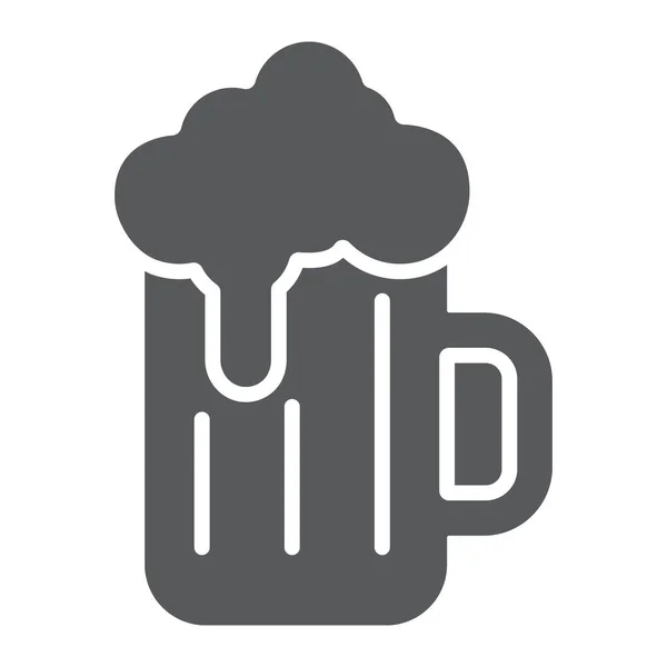 Bier glyph icoon, st patricks dag en alcohol, glas bier teken, vector graphics, een solide patroon op een witte achtergrond, eps 10. — Stockvector