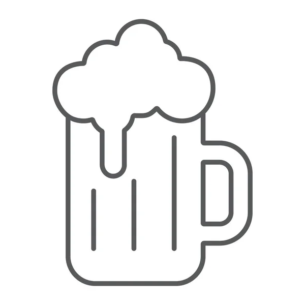 Bière fine icône de ligne, st patricks jour et alcool, verre de signe de bière, graphiques vectoriels, un motif linéaire sur un fond blanc, eps 10 . — Image vectorielle