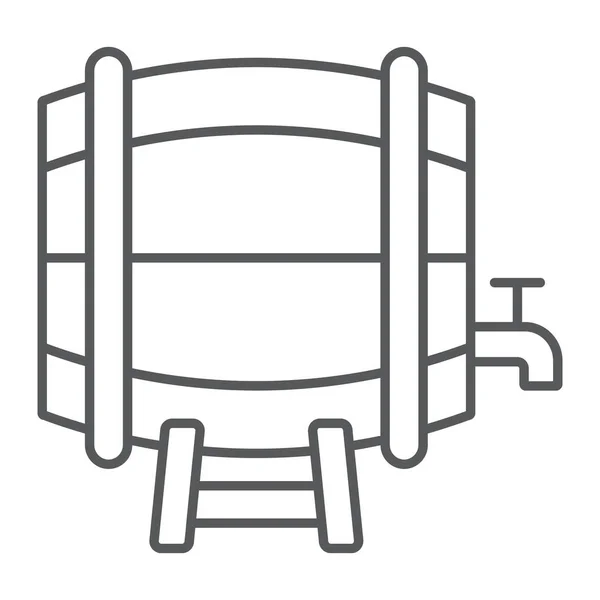 啤酒桶细线图标，圣帕特里克日和酒精，酒桶标志，矢量图形，白色背景上的线型图案，头像10. — 图库矢量图片