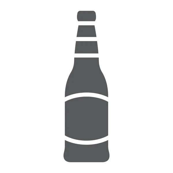 Знак пивной бутылки, день святого Патрика и алкоголь, знак стеклянной бутылки пива, векторная графика, сплошной узор на белом фоне, eps 10 . — стоковый вектор