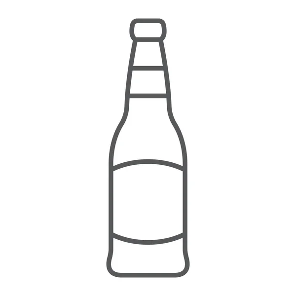 Icono de línea delgada de la botella de cerveza, día de San Patricio y alcohol, signo de botella de cerveza de vidrio, gráficos vectoriales, un patrón lineal sobre un fondo blanco, eps 10 . — Vector de stock