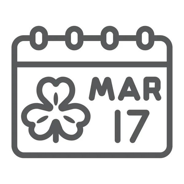 St Patrick s Day Calendar line icon, st Patrick s day and Irish holiday, Patrick s date sign, διανυσματικά γραφικά, γραμμικό μοτίβο σε λευκό φόντο, eps 10. — Διανυσματικό Αρχείο