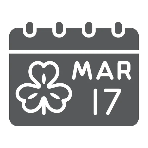 Ημερολόγιο ημέρα St Patricks glyph εικονίδιο, Αγίου Patricks ημέρα και ιρλανδικές διακοπές, Patricks ημερομηνία σημάδι, διανυσματικά γραφικά, ένα στερεό μοτίβο σε λευκό φόντο, eps 10. — Διανυσματικό Αρχείο
