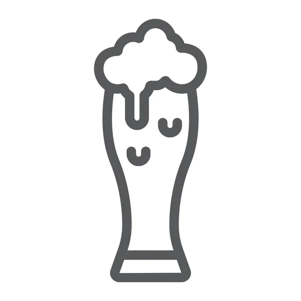 Icono de la línea de cerveza, día de San Patricio y el alcohol, vaso de cerveza signo, gráficos vectoriales, un patrón lineal sobre un fondo blanco, eps 10 . — Vector de stock