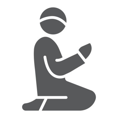 İslami dua simgesi, ramazan ve islam, müslüman adam dua işareti, vektör grafikleri, beyaz arka planda sağlam bir desen, 10 puan..