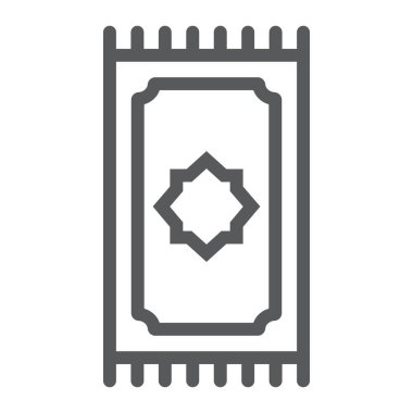 Dua çizgisi simgesi, ramazan ve islam, dua halı işareti, vektör grafikleri, beyaz arkaplanda doğrusal desen, 10 puan.