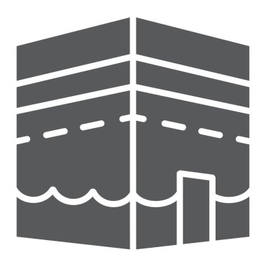 Mekke 'deki Kabe sembolü, ramazan ve din, Mekke camii işareti, vektör grafikleri, beyaz arka planda sağlam bir desen, 10 puan..