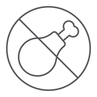 Yiyecek ince çizgi simgesi yok, yasak ve yasaklanmış, yiyecek işareti yok, vektör grafikleri yok, beyaz arka planda doğrusal desen var..